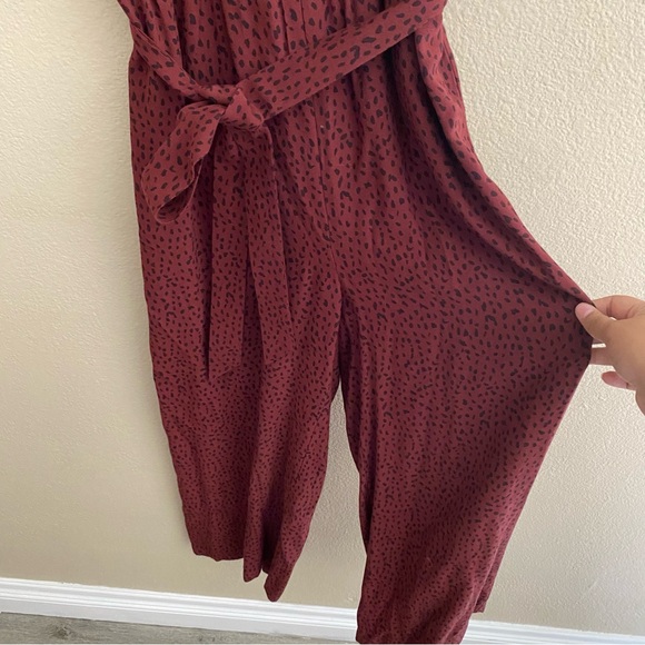 Rails Jet Rust Spotted Crop Wide Leg Jumpsuit Belted Animal Print Red - Picture 8 of 11